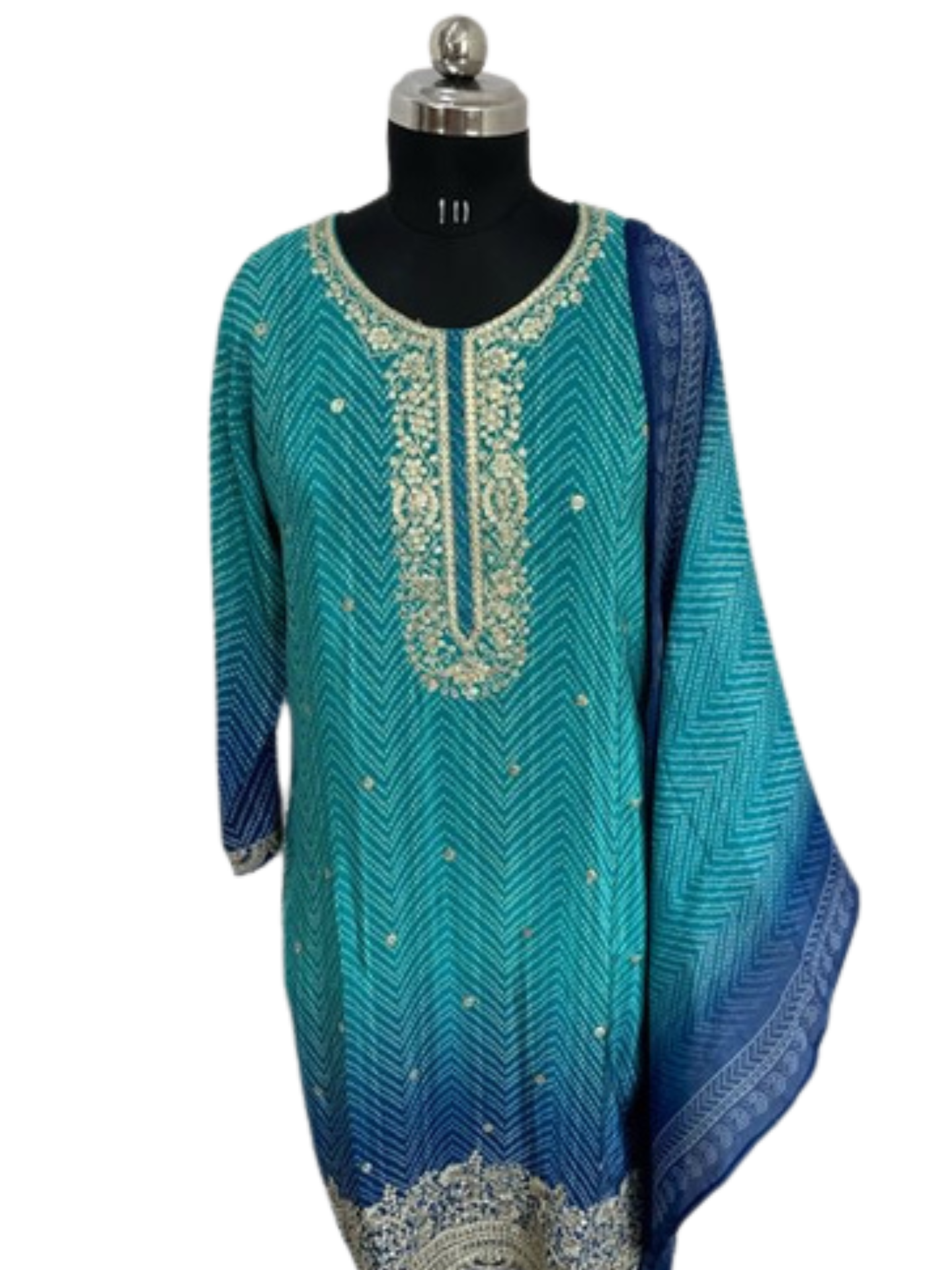 Bandhni Blue Dress