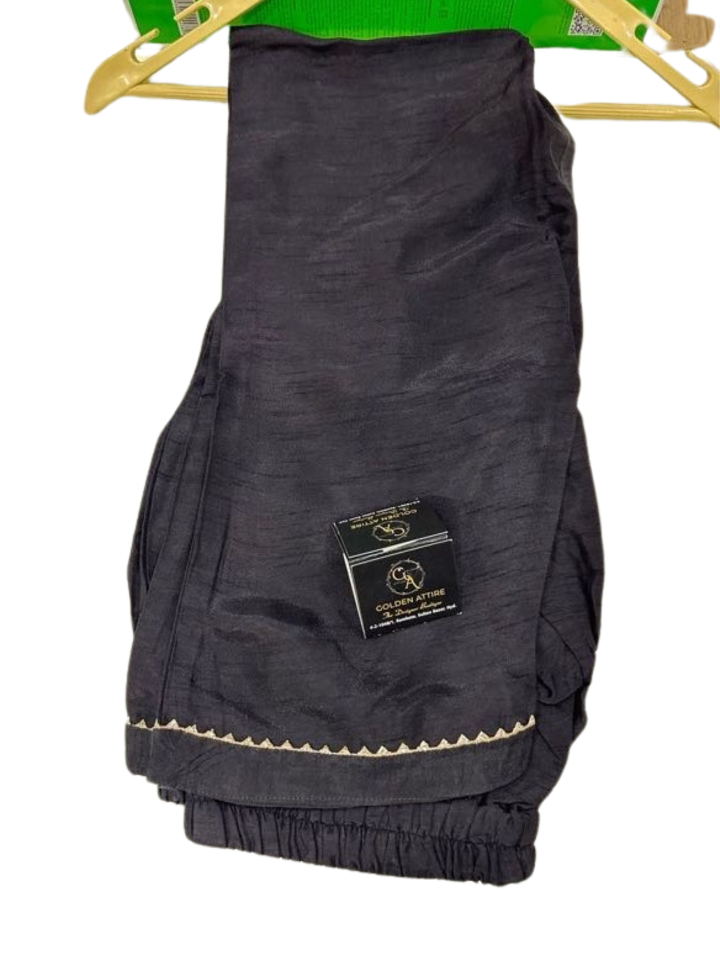 Black Dola Silk Kurta with Dola Silk Pant and Banarasi Dupatta A stylish 3-piece ensemble featuring