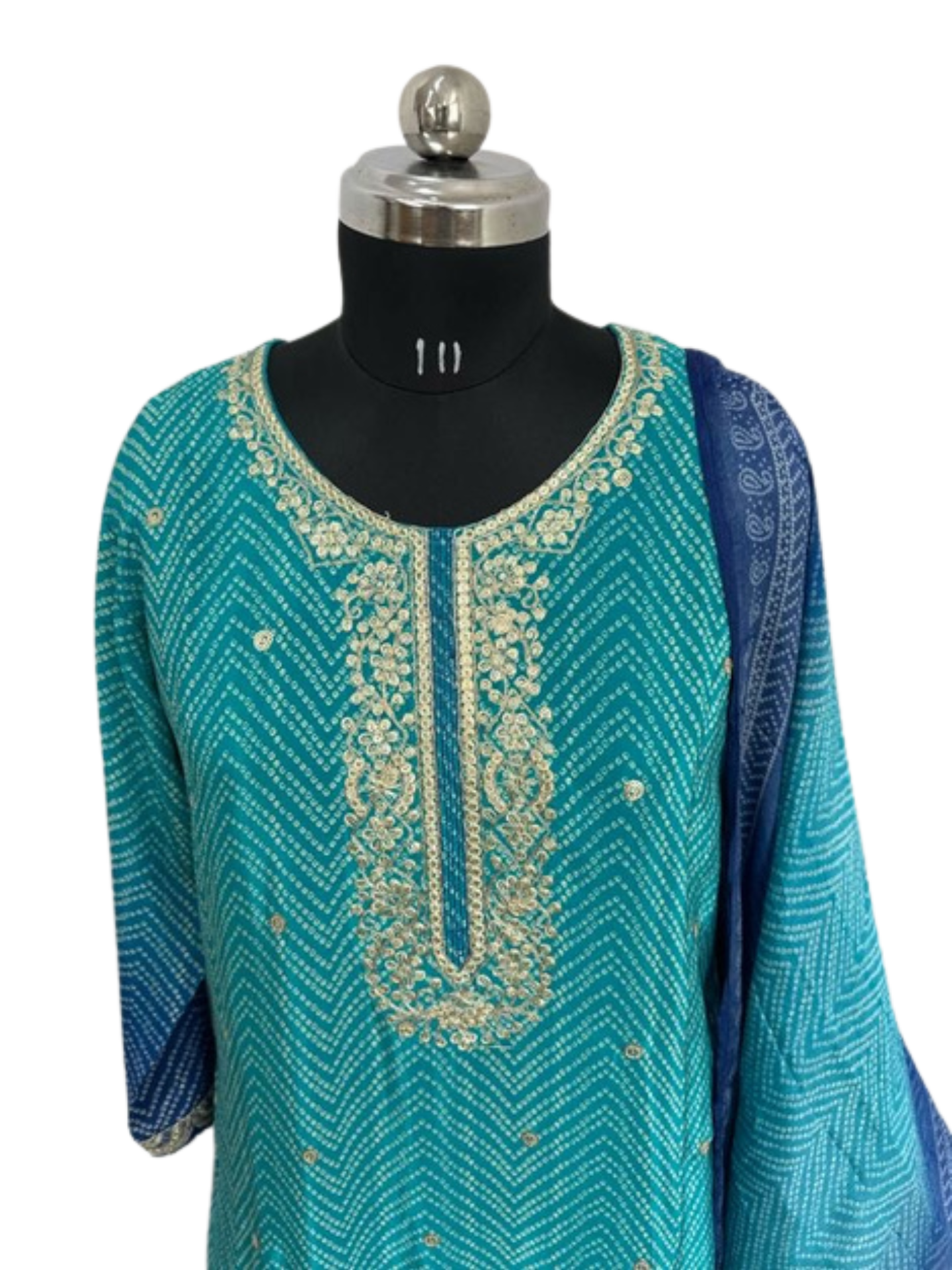 Bandhni Blue Dress